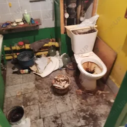 Грязный туалет до уборки в квартире.